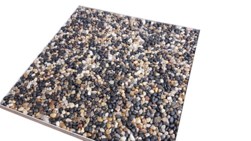 River Pebble Stones - Fine Finished Durable Solid Surface, Multishape Black & Multi-Color Slabs