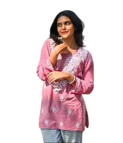 Short Kurti - Cotton, Customized Size, Multiple Colors | Lightweight, Breathable, Embroidered, Long Sleeve, Casual Modern Style