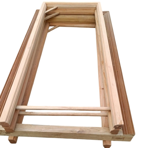 Wooden Door Frame - Solid Wood, Standard Size, Brown, Fine Finished | Durable, Rectangle, Plain Pattern, Entry Doors, Commercial & Residential