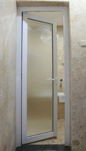 Bathroom Upvc Doors - Upvc Frame, Standard Size, Silver, Swing Entry Door, Right Handle Lock