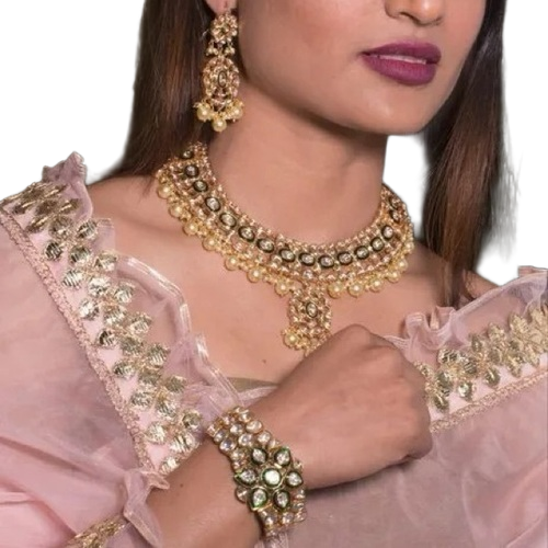 Gold Diamond Polki Necklace Set