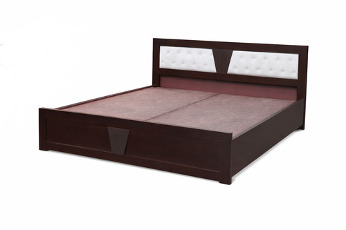 Double Bed - Wood, Brown, Contemporary | Durable, Spacious Sleeping Area, Smooth Finish