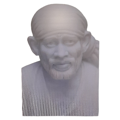 Marble Sai Baba Moorti - Pure Marble, White | Handcrafted Smooth Finish, Detailed Carving, Polished Surface, Lightweight Base