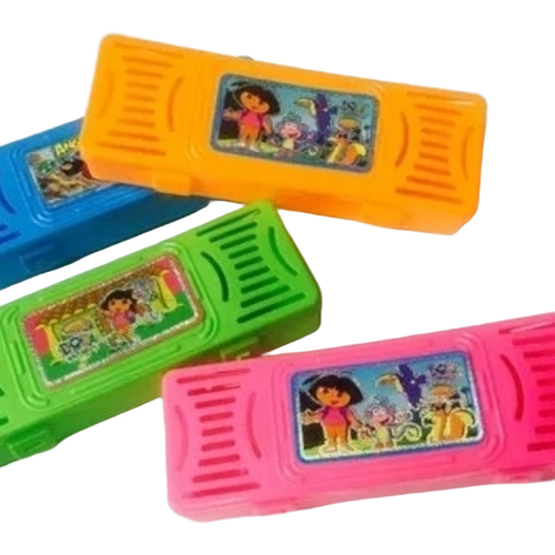 Pocket Pencil Box - Plastic Rectangle Compact Size | Multi-Functional Design Portable Kid Friendly Colorful Finish