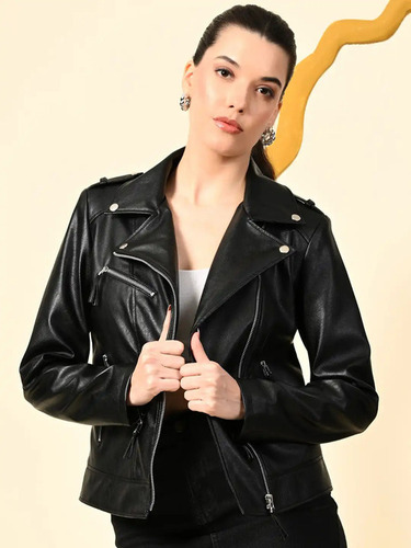 Black Ladies Leather Jacket