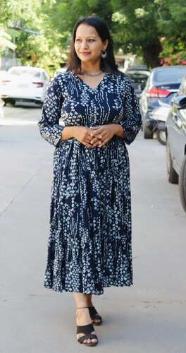 Designer Printed Kurtis - Cotton, All Size, Blue | Stylist, Comfortable, Skin Friendly