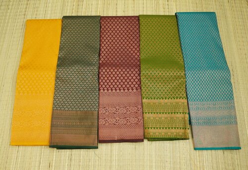 Kanchipuram Silk Sarees - Silk, Standard Size, Multicolor | Stylist, Comfortable, Skin Friendly Women Party Wear
