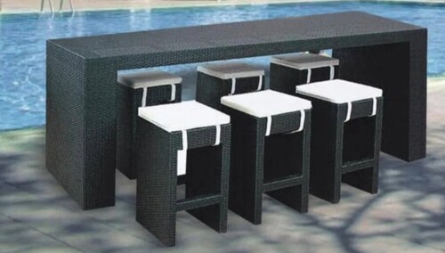 Swimming Pool Dining Table Set - Standard Size Black | Modern Appearance No Assembly Required Customizable
