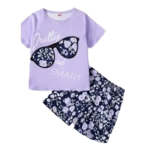 Girls Top And Shorts Set - Kids Sizes, Various Colors, Printed, Quick Dry | Wrinkle Free, No Color Fade, Comfortable Summer Wear