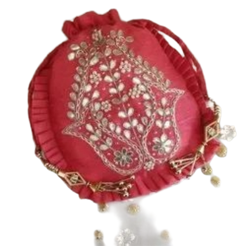 Potli Bag - Customized Size, Red | Fancy Appearance, Lightweight, Ideal for Gifting