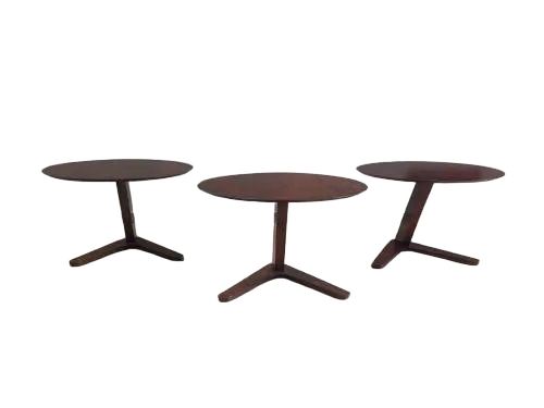 Wooden Round Side Table - Wood Brown Matte Finish With Storage Drawer Non Foldable Eco-Friendly