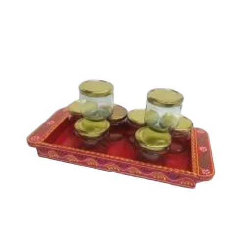 Handcrafted Wooden Tray - Wood, Standard Size, Red | Customizable, Lightweight, Timely Delivery