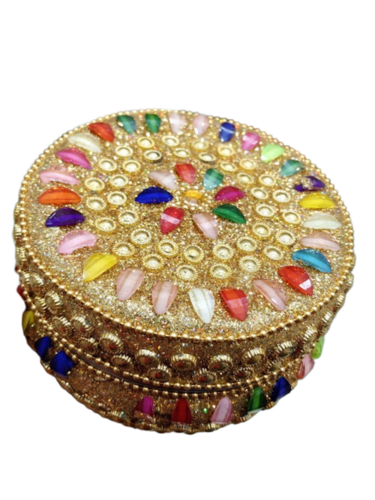 Red Designer Velvet Touch Steel Box - Stainless Steel, Round, Customized Size, Red Velvet, Multiple Uses