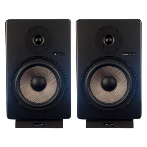 VAULT C8 8-Inch Powered Studio Reference Monitors Pair with Acoustic Foam Pads Wired Subwoofer (Black)