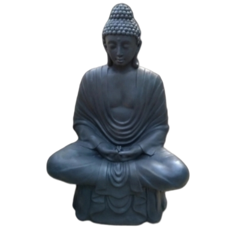 Buddha Statue - Stone, Standard Size, Black | Tabletop, Painted Finish, Sitting Posture, Crack Resistant, Artistic Detailing