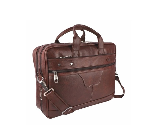Laptop Bags - Leather, Standard Size, Brown | Moisture Proof, Zipper Closure, Shoulder Length Handle