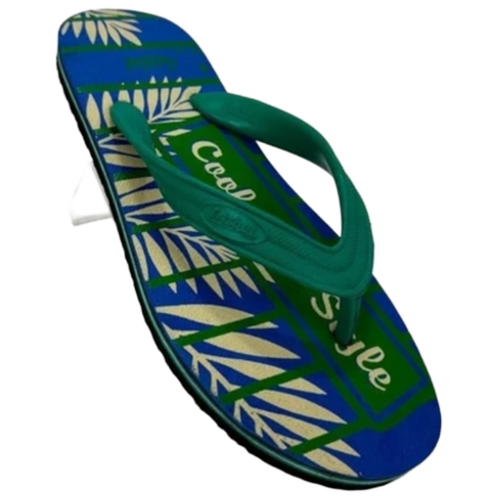 Men Printed Rubber Slipper - Color: Blue
