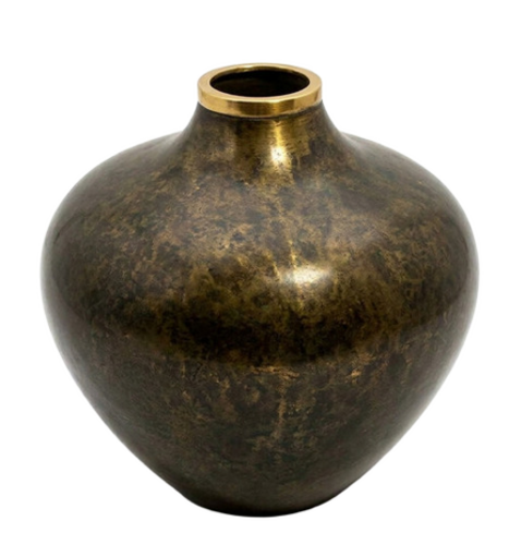 Metal Vase For Home Decor - Color: Brass Antique