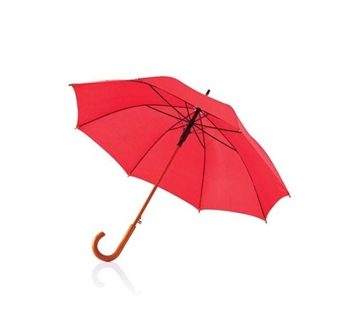 Polyester Umbrella - Standard Size, Red, Foldable | Metal Plastic Handle, Water Resistant, Lightweight