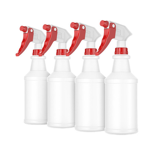 Spray Bottles - Plastic 1 Ltr White & Red, Leak Proof, Pump Sprayer, Lightweight