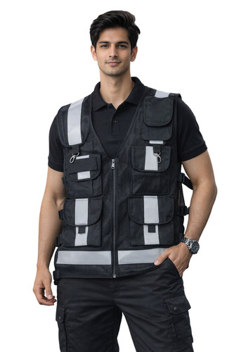 Black Safety Jacket - Design: Zipper