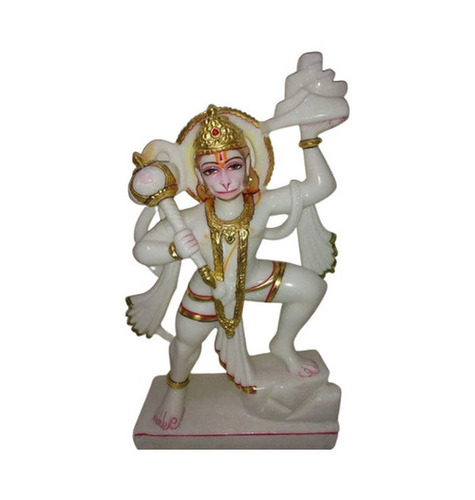 Hanuman Statue - Marble, Standard Size, White | Intricate Carving, Easy to Use, Crack Resistant, Tabletop/Floor Placement