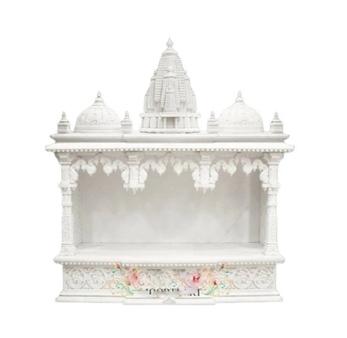 Marble Home Temple - Marble, Standard Size, White | Polished Finish, Rectangular, Tabletop & Floor Placement