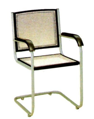 Visitor Chair - Iron & Plastic, Standard Size, Green & White | Medium Height Back, Seat Height Adjustable, Lumbar Support