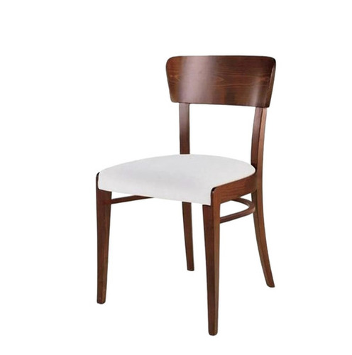 Wood Dining Chairs - Solid Wood Standard Size Brown | Mid Back Padded Seat Fixed Armrest Lumbar Support