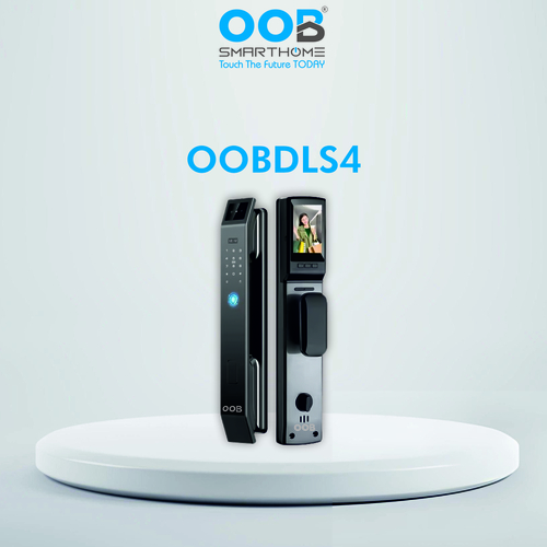 Nubee Home Automation Digital Door Lock OOBDLS4 - Mortise Lock Body Black Smart Digital Door Lock | Fingerprint PIN Code RFID Card 3D Face Recognition Camera Screen Mobile App