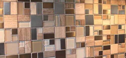 15mm Glass Mosaic Tile - Glass Material Multi Color Square Edge | Water Resistant Scratch Resistant Heat Resistant Glossy Finish