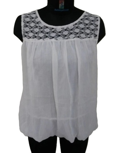 Embroidered Womens Top - Soft Fabric, White, All Sizes, Machine Embroidered, Breathable, Washable, Skin Friendly