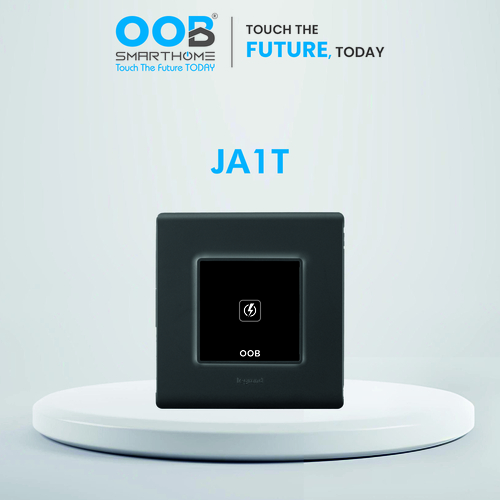 Nubee Home Automation Modular Touch Switch Jade Series JA1T - ABS Acrylic Toughen Glass, Black, Single Phase | IR RF Technology, Mobile Control, Buzzer Sound Indication