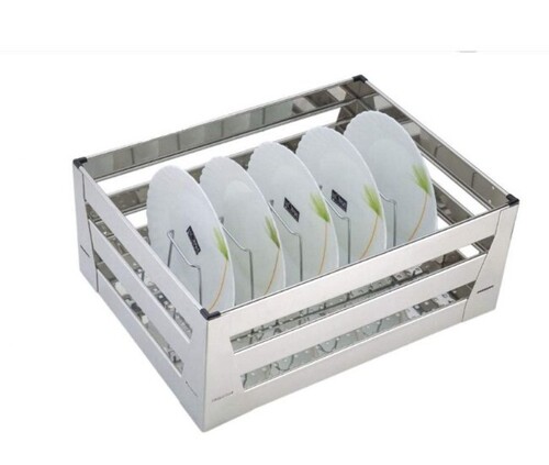 Stainless Steel Plate Basket - Stainless Steel, Silver | Rust Resistant, Corrosion Proof, Stackable, Easy Cleaning