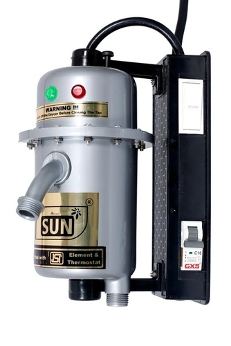 Sun Water Heater - Stainless Steel, Grey, Plastic | Solar Powered, Energy Efficient, Weather Resistant, Quick Heating, High Capacity