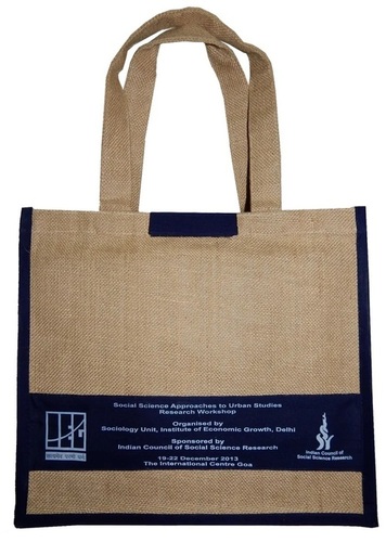 Beige Printed Jute Sling Bag