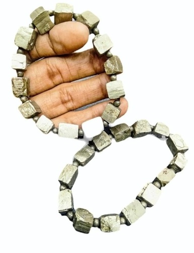 Bracelet - Durable Metallic Cube, Grey | Polished Finish, Adjustable Size, Unique Pattern, Lightweight Energy Beads