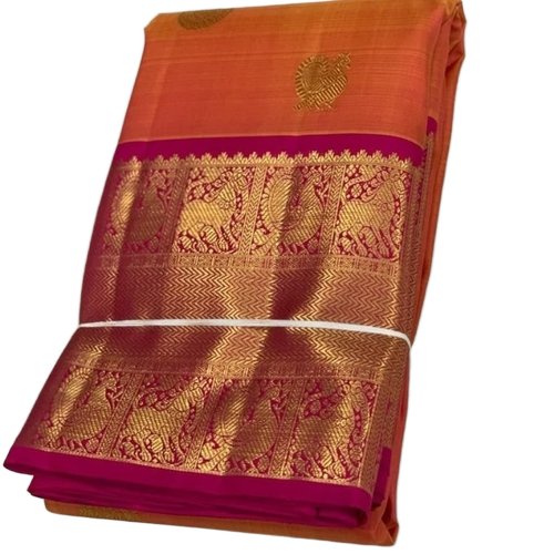 Kanchipuram Silk Sarees - Silk, Multi Color, All Size | Heavy Texture, Zari Borders, Embroidered Traditional Motifs