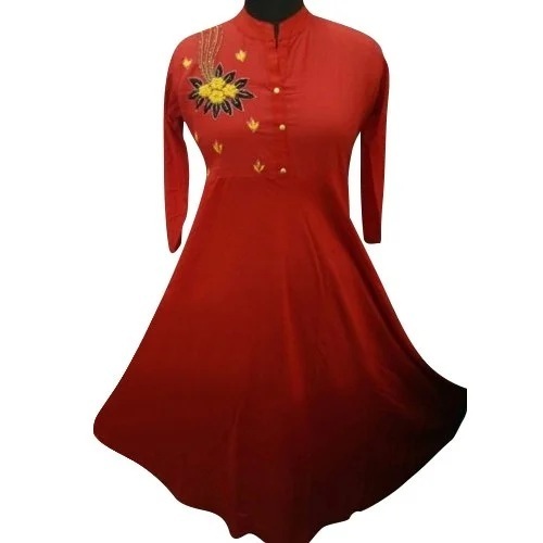 Ladies Frock Kurti - Cotton, All Sizes, All Colors | Embroidered Pattern, Quick Dry, Breathable, Casual Ethnic Wear