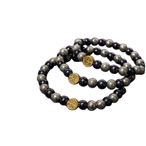 Black Obsidian Pyrite Natural Bracelet