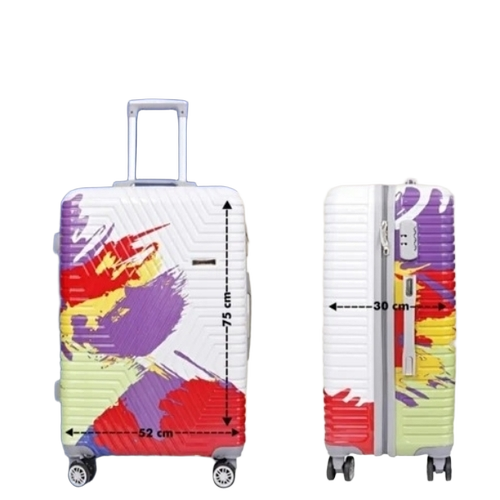 Luxetraveler Minimalist Design Trolley Bag - Plastic Wheels, Large Size, Printed Pattern | Travel Use