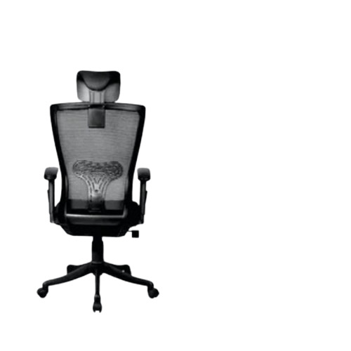 Office Chairs - Nylon Base, Mid Back, Black Mesh, Fabric Seat, Tilt Mechanism, Fixed Lumbar Support, Durable