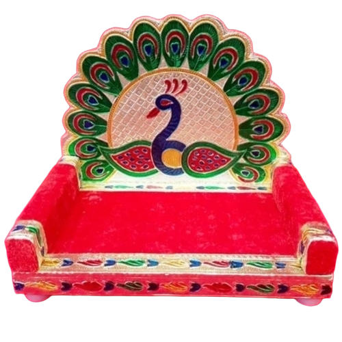 Wooden God Singhasan - Red Polished Square, Intricate Carving | Acid, Chemical, Corrosion Resistant, Eco-Friendly, Durable