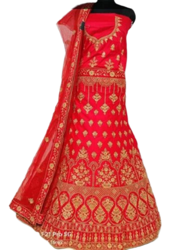 D No M 2847 Bridal Lehenga - Malai Satin