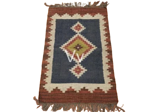 Geometric Jute Kilim Rug - 120x180 Cm, Multi Color, Hand Woven Flat Weave | Reversible, 6 Mm Thickness