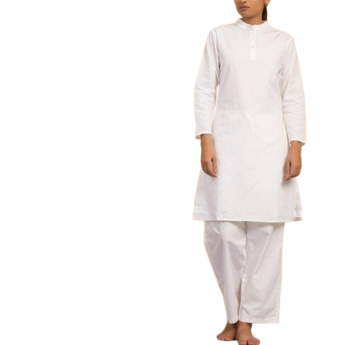 Ladies Solid White Cotton Kurta