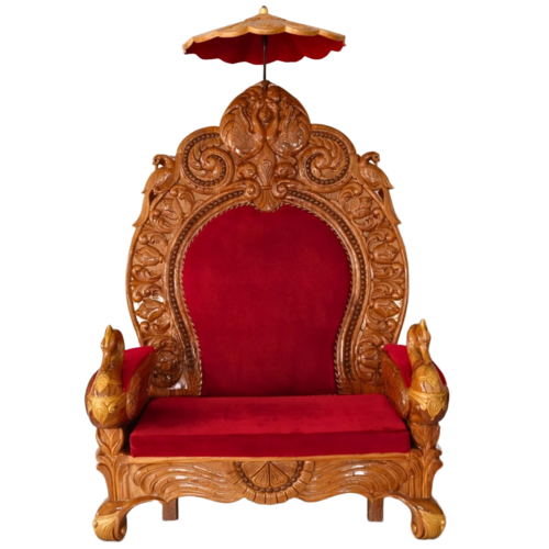 Wooden Maharaja Singhasan Chair with Canopy For Guruji