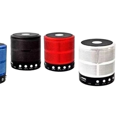 Ws 887 Bluetooth Mini Speaker - ABS Plastic, Silicone, Metal Accents, Bluetooth 4.0/5.0, Waterproof IPX4-7 | Portable, High Bass, Noise Resistant, Built-In Mic