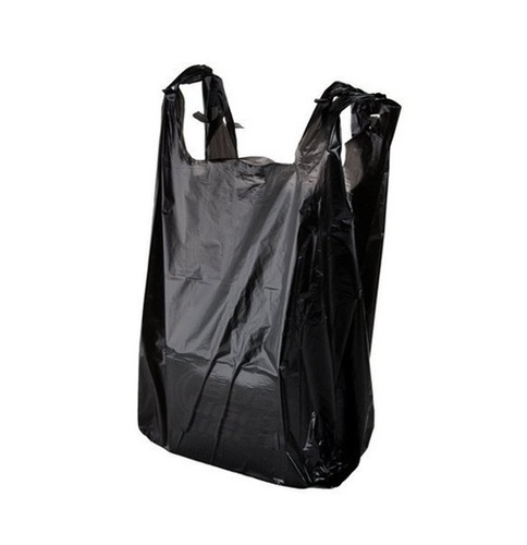 Plastic Carry Bags - Plastic, Standard Size, Black, W Cut Handle | Eco Friendly, Lightweight, Water Resistant, 2 Kg Load Capacity, Disposable