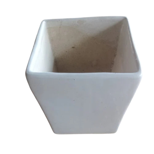 Square Ceramic Planter Pot - Color: White